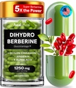 Dihydroberine Supplement - Dehydro Berberine Organic - Super Berberine Supplement mit Ceylon Cinnamon & R Alpha Lipoic Acid & Apigenin - Hydroberberine 120 Kappen (1 Packung)