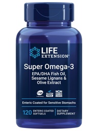 Life Extension Super Omega-3 EPA/DHA Fish Oil, Sesam Lignans & Olive Extract – Herzgesundheit, Gehirngesundheit, Entzündungsgesundheitsunterstützung, Glutenfrei, Enteric-Coated, Non-GMO, 120 Softgels