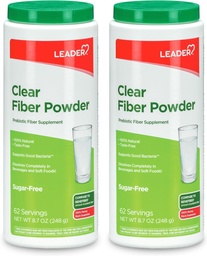 Leader Prebiotische Faser-Ergänzungs-Pulver für Verdauungs-Gesundheit, 100% natürliches Tagesfaser-Pulver, Zuckerfrei, Geschmacksfrei, Glutenfrei, Non-GMO, Unflavored (Pack von 2)