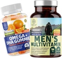 Number One Nutrition N1N Premium Men's Daily Multivitamin [Vitamines A C E D, Magnesium, Zink] und Omega 3 6 9 + DHA Gummies [Vegan, Plant-Based], 2 Pack Bundle