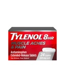 Tylenol 8 Hour Muscle Aches & Pain Relief Extended-Release Tabletten mit 650 mg Acetaminophen, Fever Reducer & Schmerzmedizin für Muskeln, Gelenke, Körper und Rückenschmerzen Schmerzen Relief, 24 Zähler