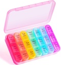 Wöchentliche Pille Organizer 3 Mal pro Tag - Odaro 3 Mal pro Tag,Große Pille Box 7 Tag, Tragbare Pille Fall für Geldbeutel, Täglich Pille Organizer,Medizin Organizer für Vitamine, Ergänzung und Medikamente(Pink)