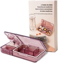 Pill Organizer mit Cutter Crusher:Reisen Medizin Pille Organizer für Pocket Purse halten Vitamine Medikamente Ergänzungen,Pink