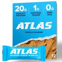 Atlas Protein Bar, 20g Protein, 1g Zucker, Saubere Zutaten, Glutenfrei, Vanille Mandel (12 Zähler, Packung 1)