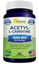 aSquared Nutrition Acetyl L-Carnitin 1000mg Max Strength - 200 Veggie Kapseln - High Dosage Acetyl L Carnitine HCL (ALCAR) Ergänzung Pillen zur Unterstützung von reiner Energie, Gehirnfunktion und Fettsäure