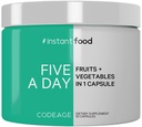 Codeage 5 Servierungen von Obst und Gemüse gleichwertig in 1 Einzelkapsel - Ganze Lebensmittel Instantfood mit 15 Greens & Fruits in All-in-One Pille, Essen Gemüse - Vegan Vitamins Supplement - Non-GMO - 30 ct