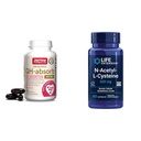 Jarrow Formulas QH-Absorb 200 mg - High Absorption Co-Q10 - Aktive Antioxidante Form der Co-Q10 & Life Extension N-Acetyl-L-Cystein (NAC), Immune, Respiratory, Liver Health, NAC 600 mg