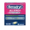 Benadryl Liqui-Gels Antihistamin Allergy Medicine & Cold Symptom Relief, Dye-Free Liquid Gels mit 25 mg Diphenhydramin HCl für Symptome wie, Runny Nose, Sneezing & More, 48 ct