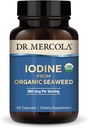 Dr. Mercola Iodine von Organic Seaweed, 650 mcg pro Servierung, 30 Servietten (60 Kapseln), Nahrungsergänzung, Schilddrüsen- und Energieunterstützung, Non-GMO, USDA Organic