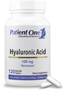 Patient One Hyaluronsäure 100mg | Ergänzung zur Unterstützung von hydrierten, jugendlichen Haut und Gelenkgesundheit* | 120 Kapseln