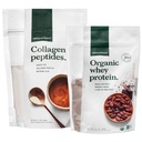 Natural Force Clean, Gras Fed Collagen Peptide + Chocolate Organic Whey Protein Bundle – Organic, Non GMO Whey Protein & Hydrolyzed Typ I und III Collagen – 15.2 Ounce Bag und 11.7 Ounce Bag
