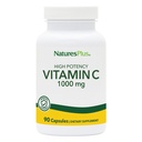 Natures Plus Vitamin C - 1000 mg Ascorbinsäure, 90 vegetarische Kapseln - Hochpotenz Vaskulär & Immununterstützungsergänzung, Antioxidans - Corn-Free, Glutenfrei - 90 Servierungen