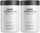 Codeage Haar Vitamine 10000 mcg Biotin, Keratin, Collagen, Vitamin A, B12, C, D3, E, Zink, Turmeric, Probiotics, Enzymes, Inositol - Haarpflege-Unterstützung - Gesunde Haarergänzung Pillen - 2 Pack