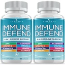 8 in 1 Immunabwehr-Unterstützung, Immunität Vitamine Ergänzung Booster mit Zink 50mg, Vitamin C Elderberry Vit D3 5000 IU, Kurkumin & Ginger, Echinacea - Allergie Relief für Kinder Erwachsene (2 Pack)