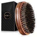 BFWood Boar Bristle Beard Brush - Black Wood Walnut Military Style, Herren Wooden Mustache Brush