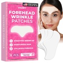 Stirnfaltenaufnäher Glatte Nacht - Anti Faltenaufnäher für Gesicht und Stirn Fine Lines & Frown Lines - Mit Aloe, Collagen, Vitamin E, Hyaluronsäure | 12 Stück