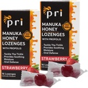 P.R.I Manuka Honey Lozenges mit Propolis, Beruhigende Cough und Throat Drops, MGO 300+ Zertifiziert (Strawberry, 16 Count/2 Pack)