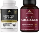 Antike Ernährung Regenerative Bio-zertifizierte Frauen 50+ Probiotika Kapseln, 30 Zähler + Multi Collagen Kapseln, 90 Zähler Servietten