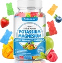 Weichbear Kalium Gummi für Erwachsene, Hohe Absorption Kalium Magnesium Ergänzung mit Vitamin B6 CoQ10 für Leg Cramps & Muskel Gesundheit Zuckerfreie Vegan gemischte Frucht Flavor 60 Gummis