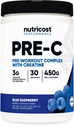 Nutricost Pre-C Pre-Workout-Komplex mit Kreatin (Blaue Himbeere | 30 Servierungen) Pulver - Boost Fintess Routinen, 450g