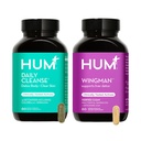 HUM Full Skin and Liver Health Supplement von Nutrition, Wingman und Daily Cleanse Eine Green Detox & Milk Thistle für Hautpflege und Lebergesundheit, 2 Pack Bundle, 60 Vegan Capsules