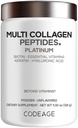 Codeage Multi Collagen für Frauen und Männer Biotin 10000mcg Keratin, Protein Vitamin C B6 D3, Hyaluronsäure, Niacin - hydrolysierte Collagen Kaffee Creamer 5 Arten - Unflavored - Non-GMO - 11.5oz