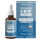 L Methyl Folate 15mg Plus Methyl B12 Cofactor – Bio Berry Flavor, High Potency Liquid Sublingual Active 5-MTHF Form - Unterstützt Stimmung, Methylierung, Kognition – Bioaktive Formen Vitamin B9 & B12 (1oz)