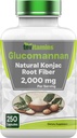 tnvitamines Glucomannan Capsules 2000 MG - 250 Count | Natürliche Konjac Wurzelfaser-Extrakt-Pulver-Ergänzung | Soluble, Dietary, & Digestive Fiber Pillen | Produziert in den USA | Non-GMO & Gluten Free