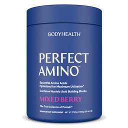 BodyHealth PerfectAmino Powder - BCAA und EAA Pulver für Vor- und Nacharbeit - Aminosäure Energy Drink für Männer und Frauen, um Lean Muskel und Erholung zu unterstützen - Mischbeere - 120 Servierungen