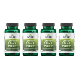 Swanson Turmeric & Black Pepper - Organic Joint Health, Heart Health, Digestion, & Liver Support Supplement - Natürliche Formel für verbesserte Bioverfügbarkeit & Absorption - (60 Veggie Kapseln) 4 Pack