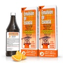 Emulsión de Escocia Cod Liver Oil Complex mit Vitaminen A, D, E, B1 - Natural Orange Flavor Nahrungsergänzung für Immununterstützung und Knochengesundheit - Essential Omega 3 Fish Oil - 6.5 oz (2-Pack)