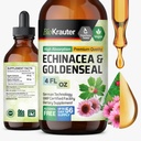 BIO KRAUTER Echinacea und Goldenseal Wurzelflüssigkeitsextrakt - Natürliche Immununterstützung - Echinacea Tropfen mit Goldenseal - Vegan, Alkohol & Zucker freie Tinktur - 4 Fl.Oz.