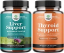Bundle of Liver Cleanse Detox & Repair - Silymarin Milk Thistle Dandelion Root, Beetroot & Artichoke Extract & Thyroid Support - L Tyrosin, Bladderwrack, Selenium & Ashwagandha für Hormonbilanz