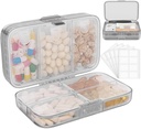 FYY Weekly Pill Organizer mit Labels,8 Compartments Travel Daily Pill Case Luftdichte Feuchtigkeitsdichte große Pille Box, um Vitamine, Fischöl, Nahrungsergänzungen, Cotton Swab und Bandagen-Grau zu halten