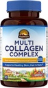 Vitalitown Multi Collagen Complex, Typ I, II, III mit Biotin, Vitamin C, Hyaluronsäure, Kurkuma, Schwarzer Pfeffer für Haut, Haar, Nägel, 90 Kapseln, Non-GMO
