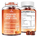 Kürbis Seed Ölgummis, 3500mg pro Servierung, kalt gepresst, mit Sägepalme, Rosmarin Blatt, Zink, hydrolysierte Collagen Peptide, Kürbis Seed Öl für Haarwachstum, Vegan, 60 Zähler