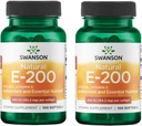 Swanson Natural Vitamin E - Natürliche Ergänzung zur Unterstützung von Herz-Gesundheit & Gewebe-Schutz - essentielle Nährstoffe Förderung Gesamt Gesundheit & Wellness - (100 Softgels, 200IU Jeder) (2 Pack)
