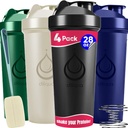 4 PACK, 28 oz Shaker Bottles mit leistungsstarken Draht Whiskys für Proteinmischungen | Leakproof Blender Shaker Bottle Pack mit Reinigungsschwamm | BPA-Free & Spülmaschine Safe | Protein Shaker Flasche