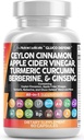 Saubere Nutraceuticals Ceylon Cinnamon Capsules + Berberine Turmeric Apple Cider Essig Ginseng Bitter Melon Gymnema Milk Thistle Fenugreek Ergänzung Pillen Pulver für Männer & Frauen