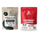 Dschungel-Pulver Premium 5oz Tongkat Ali & Freeze-Dried 7oz Raspberry Bundle - Eurycoma Longifolia Pulver-Ergänzung für Männer-Gesundheit Unterstützung gepaart mit Unsweetened Red Superfood-Extrakt für Backen