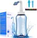 Darate Neti Pot Sinus Rinse Bottle, Nasenwaschreiniger Druck Rinse Nasal Bewässerung für Erwachsene & Kind BPA Kostenlos mit Aufkleber Thermometer (300ml)
