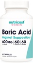 Nutricost Boric Acid 600mg, 60 Kapseln - Vaginal Suppository - Non-GMO - für Damen