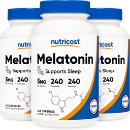 Nutricost Melatonin 5mg, 240 Kapseln (3 Flaschen)