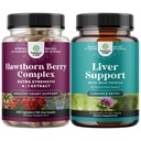 Bundle von extra Stärke Hawthorn Berry Capsules - Extrakt Verdauung und Herzgesundheitsergänzung und Leberreiniger und Detox & Repair Formel - Kräuter Leberunterstützung Ergänzung