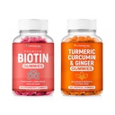 Biotin & Turmeric Vegan Gummies Combo | Max Strength Hair Growth, Skin Health und insgesamt Wellness | 10000mcg Biotin & 95% Standardisierte Kurkumin | Natürliche, Non-GMO und Glutenfreie Ergänzung