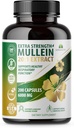 HERBALICIOUS Mullein Blatt Extrakt Verbascum Thapsus 20:1-200 Kapseln - Natürliche Lung Detox Kräuterergänzung - unterstützt Atmungs- und Immungesundheit, Lung Cleanse