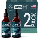 E2H Advanced Immune Defense Supplement - All-Natural Immun Booster - Immun Support Supplements Tropfen - Enthält Heilige Basilikum, Papaya Blätter und rote Banded Polypore - Non-GMO, Vegan (2 Flaschen)
