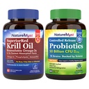 Krill Oil and Probiotics 50 Billion Bundle, Professional Grade, Non-GMO, Herz, Gelenk, Gut Funktion & Immununterstützung