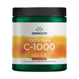 Swanson Vitamin C Pulver 100% reine Ascorbinsäure, Immunsystemunterstützung, Hautgesundheit, Herz-Kreislauf-Gesundheit, Antioxidans-Ergänzung 1000 mg (pro Servierung) 1 lb. 454 g