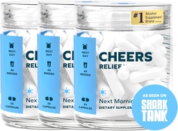 Cheers Relief | Next Morning Aid with Ginger + White Willow Bark | Fühlen Sie sich besser nach Trinken | 36 Doses | Ginger, White Willow Bark, L-Theanine, Koffein